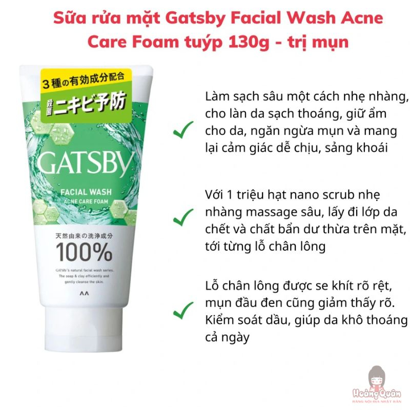 Sữa rửa mặt nam Gatsby Acne Care Foam giá rẻ