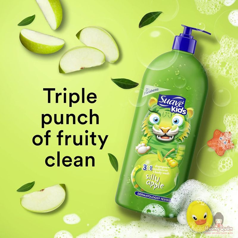 Sữa Tắm Gội Suave Kids Silly 3in1 Hương Táo 532ml