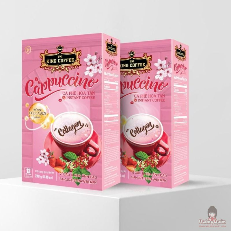 King Coffee Cappuccino Vị Dâu & Hoa Anh Đào 240g