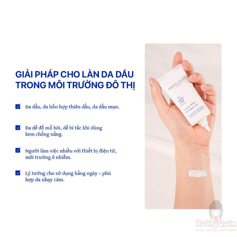 Kem chống nắng Ampleur Luxury White W UV AQUA SPF50+ PA++++ 30g giá tốt