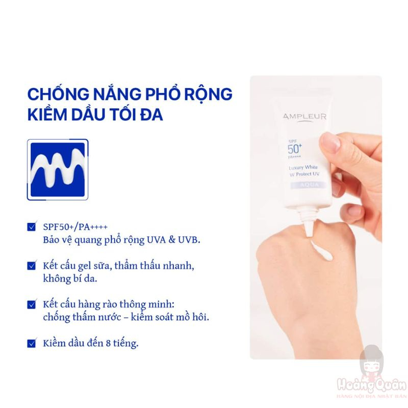 Kem chống nắng Ampleur Luxury White W UV AQUA SPF50+ PA++++ 30g giá rẻ
