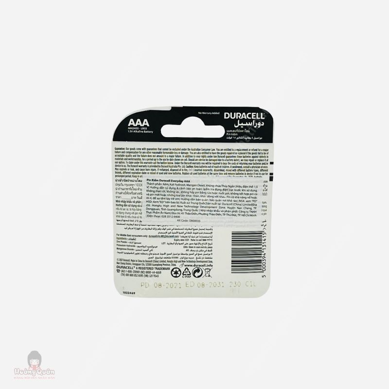 Pin Kiềm Duracell Everyday AAA4