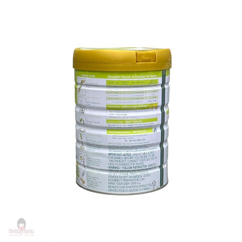 Sữa Dinh Dưỡng PureLac Royal Plus Stage 1 Cho Bé Từ 0-6 Tháng 800G