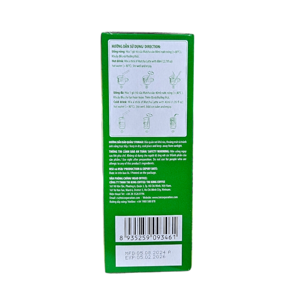 Trà Sữa Teavory Matcha Latte Original (8 gói x 16g)