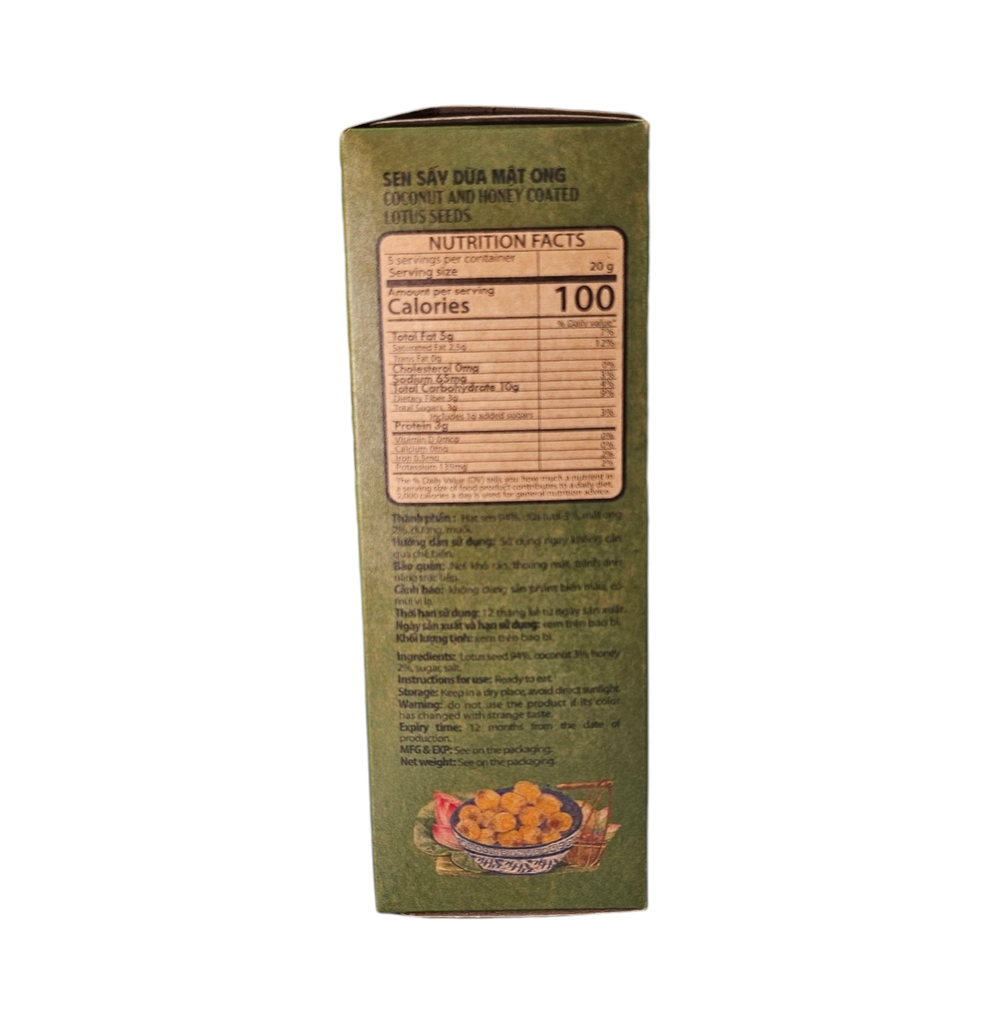 Hộp Hạt Sen Sấy Dừa Mật Ong 100g