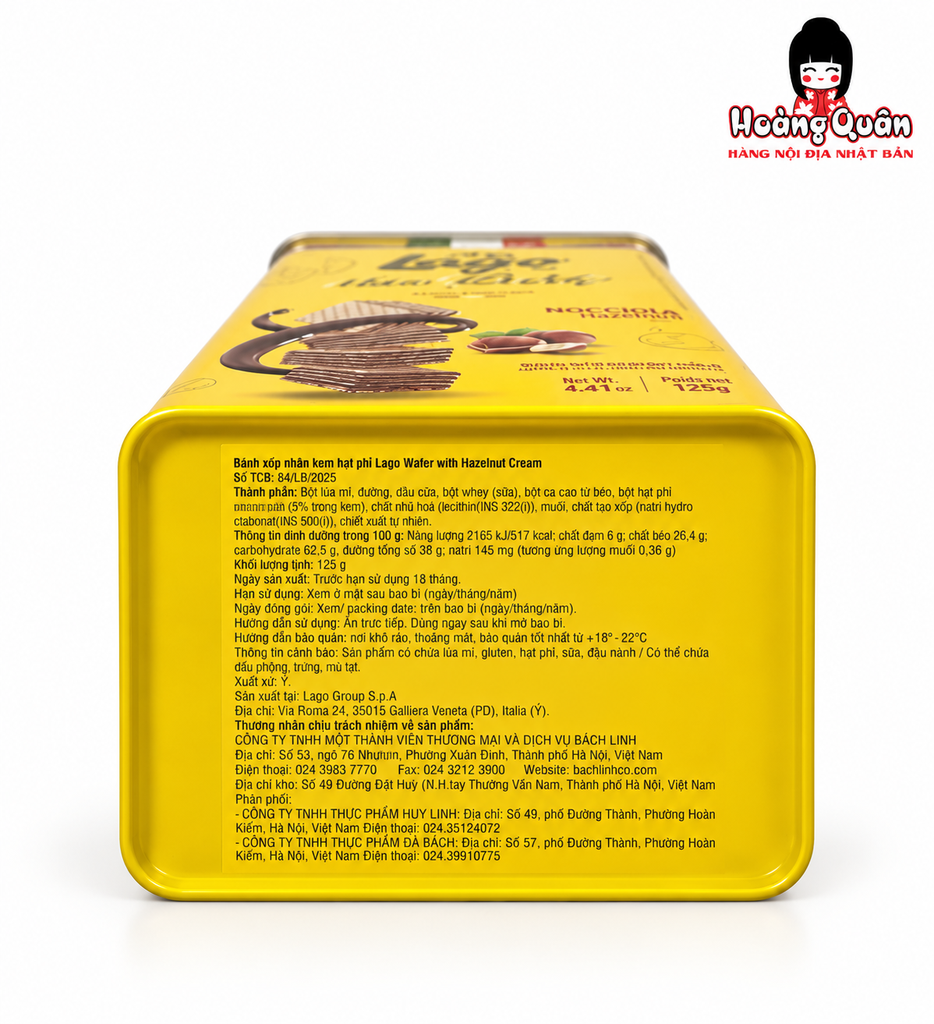 Bánh Xốp Lago Party Nhân Kem Hạt Dẻ 125g (Hộp Thiếc)