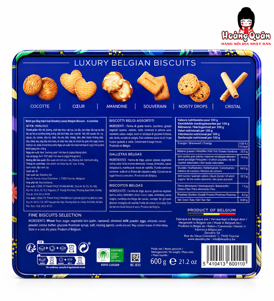 Bánh Quy Desobry Luxury Belgian Selection 600g