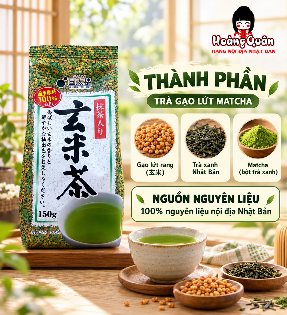 Trà Gạo Lứt Rang Matcha Kunitaro 150g