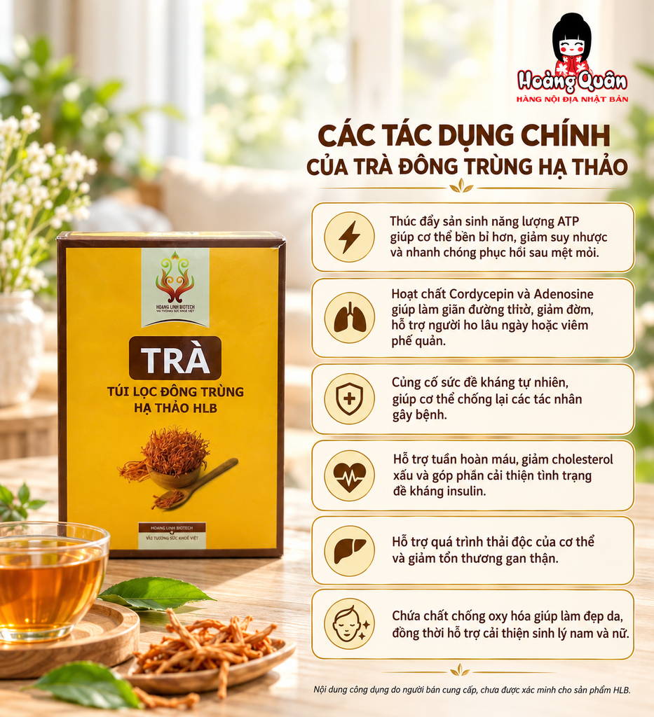 Trà Túi Lọc Đông Trùng Hạ Thảo HLB 20 Gói