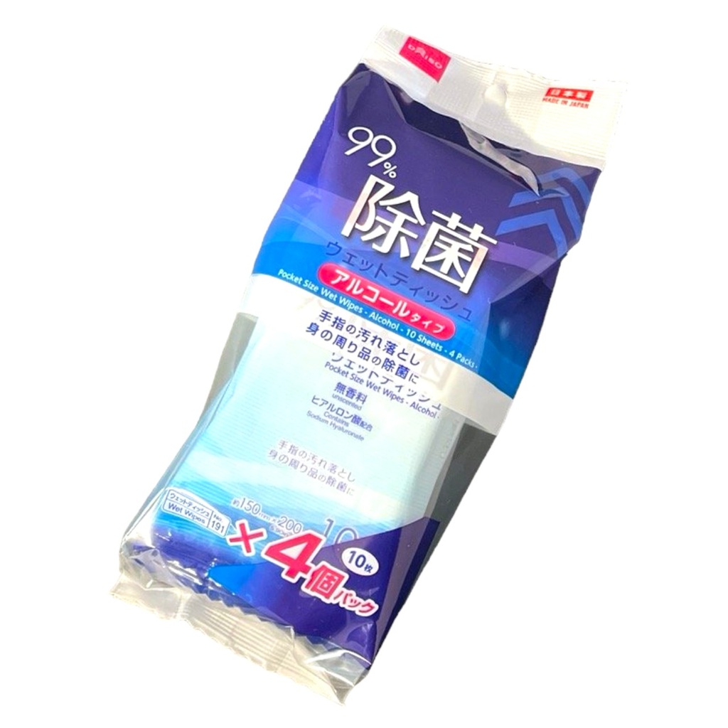 Khăn Giấy Ướt Diệt Khuẩn Daiso Có Cồn (10Mx4P)
