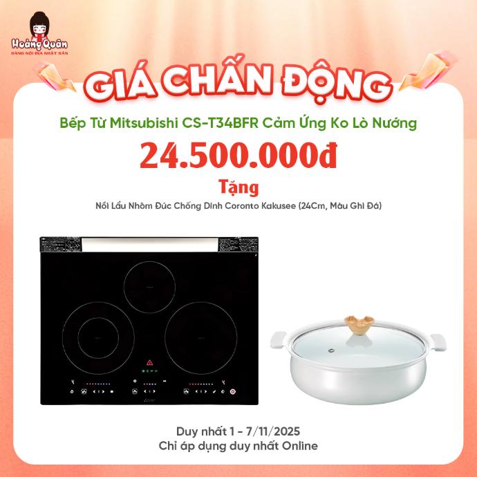 Bếp Từ Mitsubishi CS-T34BFR Cảm Ứng Ko Lò Nướng