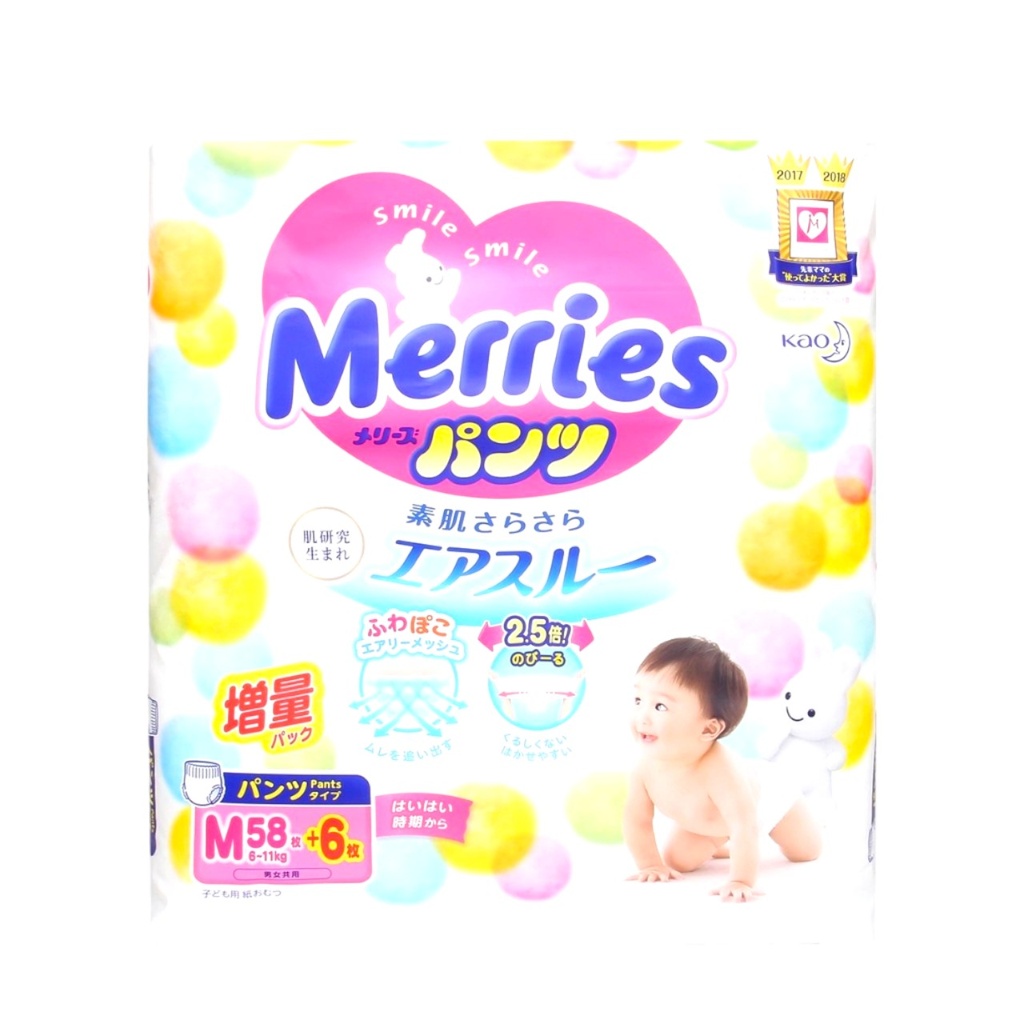 Tã Quần Merries M58+6 (Cho Bé 6-11kg)