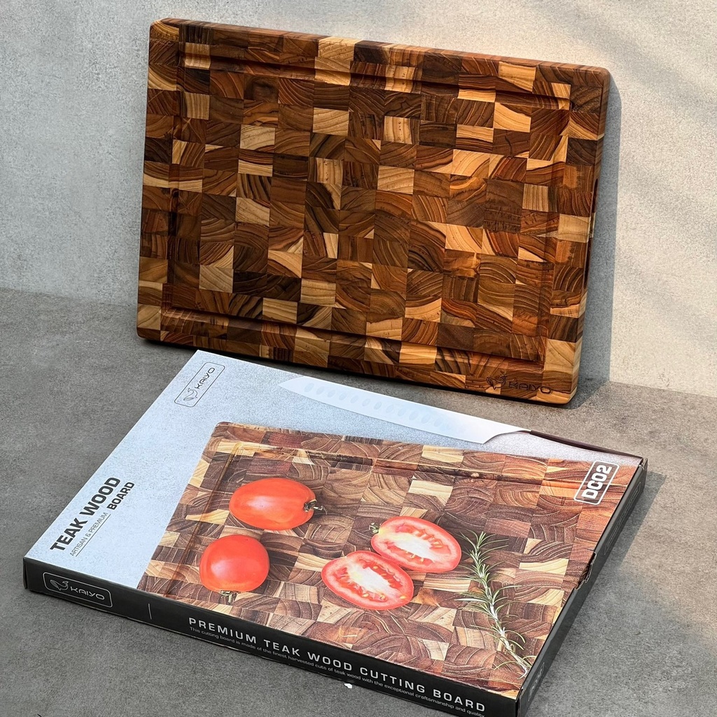 Thớt Thái Kaiyo Gỗ Teak Premium Chữ Nhật DC02 Size M (35x25x2.5cm)