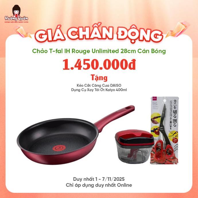 Chảo T-fal IH Rouge Unlimited 28cm Cán Bóng