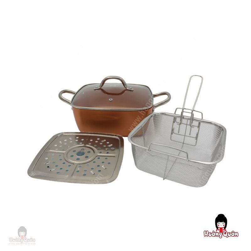 Nồi Chảo Vuông Đa Năng Oceno Gold 24cm