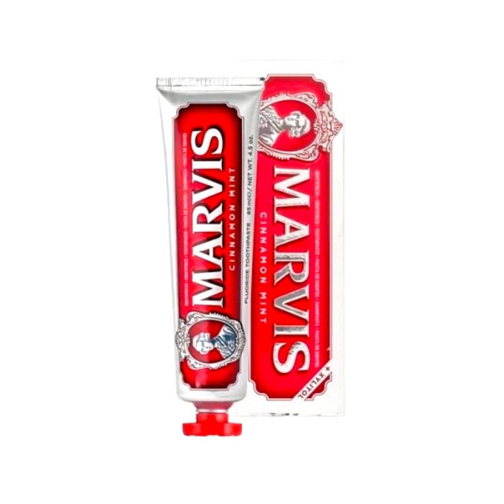 Kem Đánh Răng Marvis Cinnamon Mint 85ml (Đỏ-Loại Bỏ Mảng Bám & Vi Khuẩn)