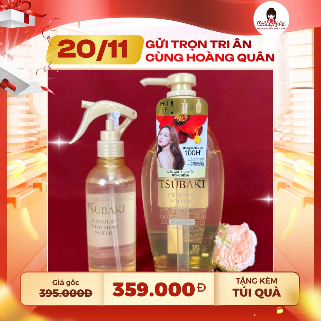 Combo 23 - Dầu Gội Tsubaki Vàng + Xịt Dưỡng Tóc Tsubaki