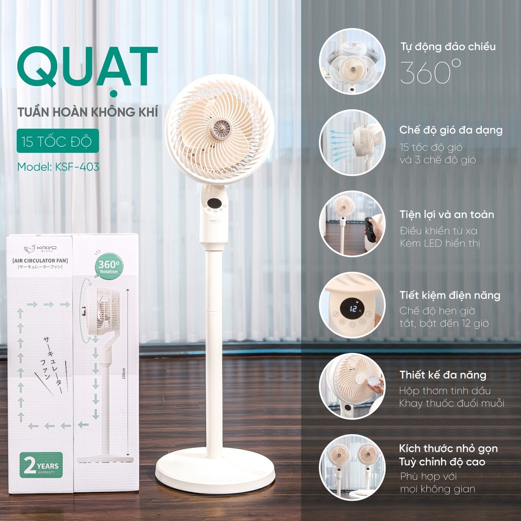Quạt Kaiyo Tuần Hoàn Không Khí 15 Tốc Độ Gió
