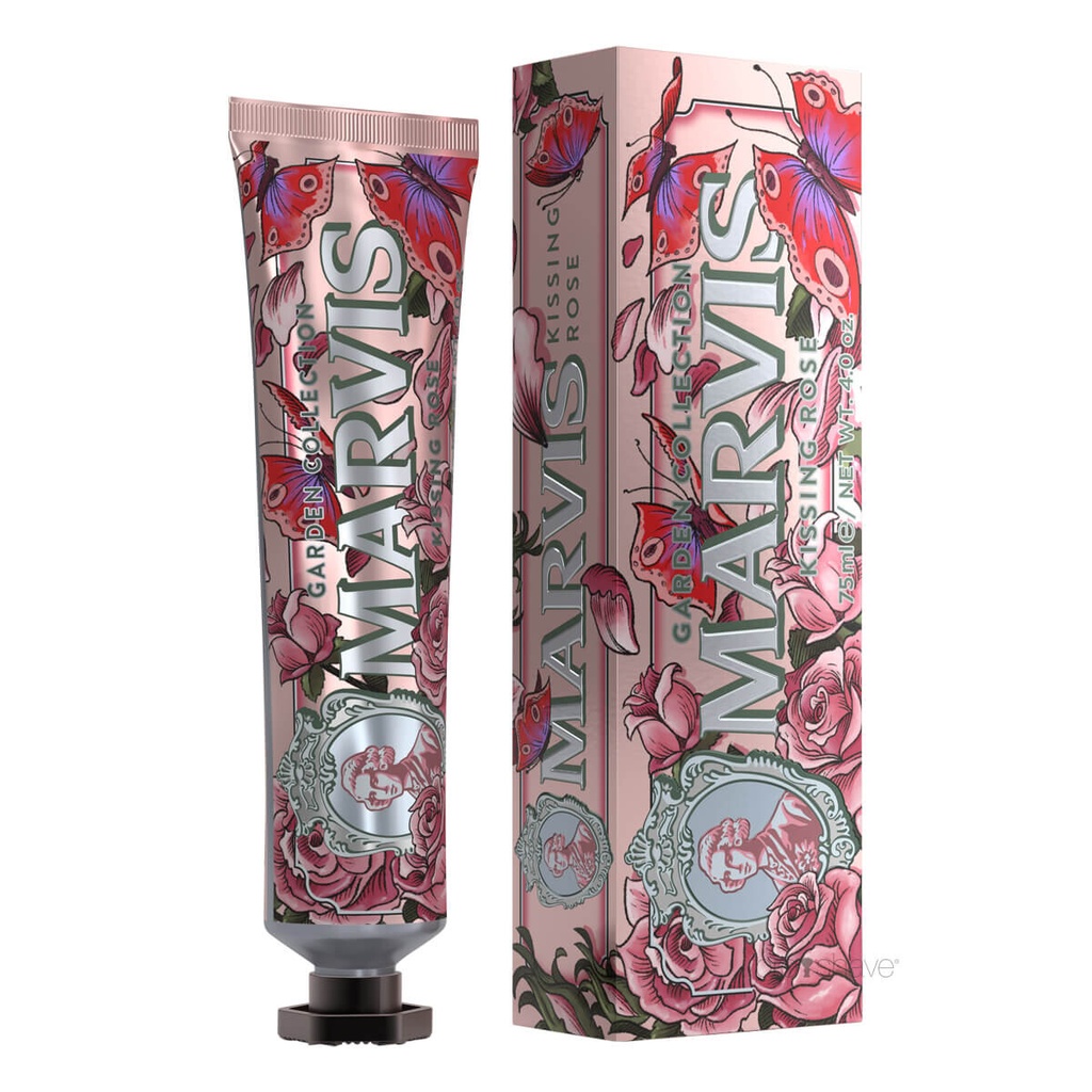 Kem Đánh Răng Marvis Kissing Rose Giúp Sạch Mảng Bám & Khử Mùi Hôi Miệng 75ml