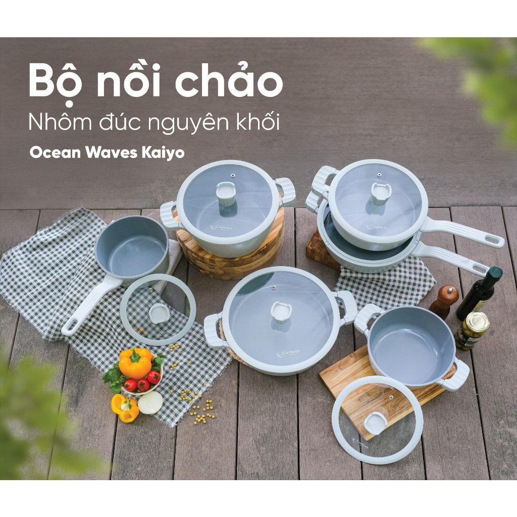 Chảo Nhôm Đúc Full Induction Ocean Waves Kaiyo, 28Cm
