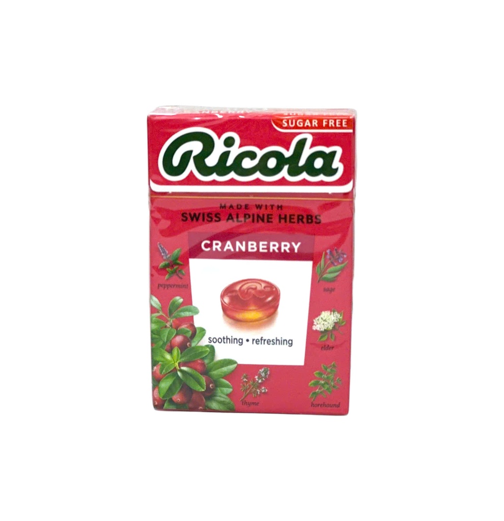 Kẹo Thảo Mộc Ricola Không Đường 100g (Cranberry)