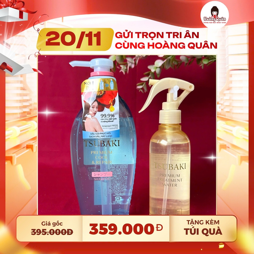 Combo 21 - Dầu Gội Tsubaki Xanh + Xịt Dưỡng Tóc Tsubaki