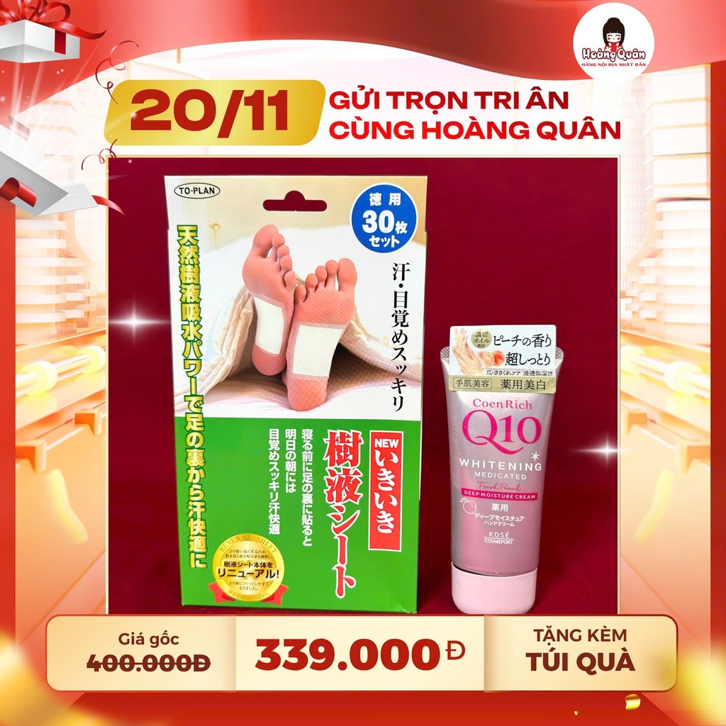 Combo 20 - Dán Thải Độc Chân To-plan + Kem Dưỡng Tay Q10