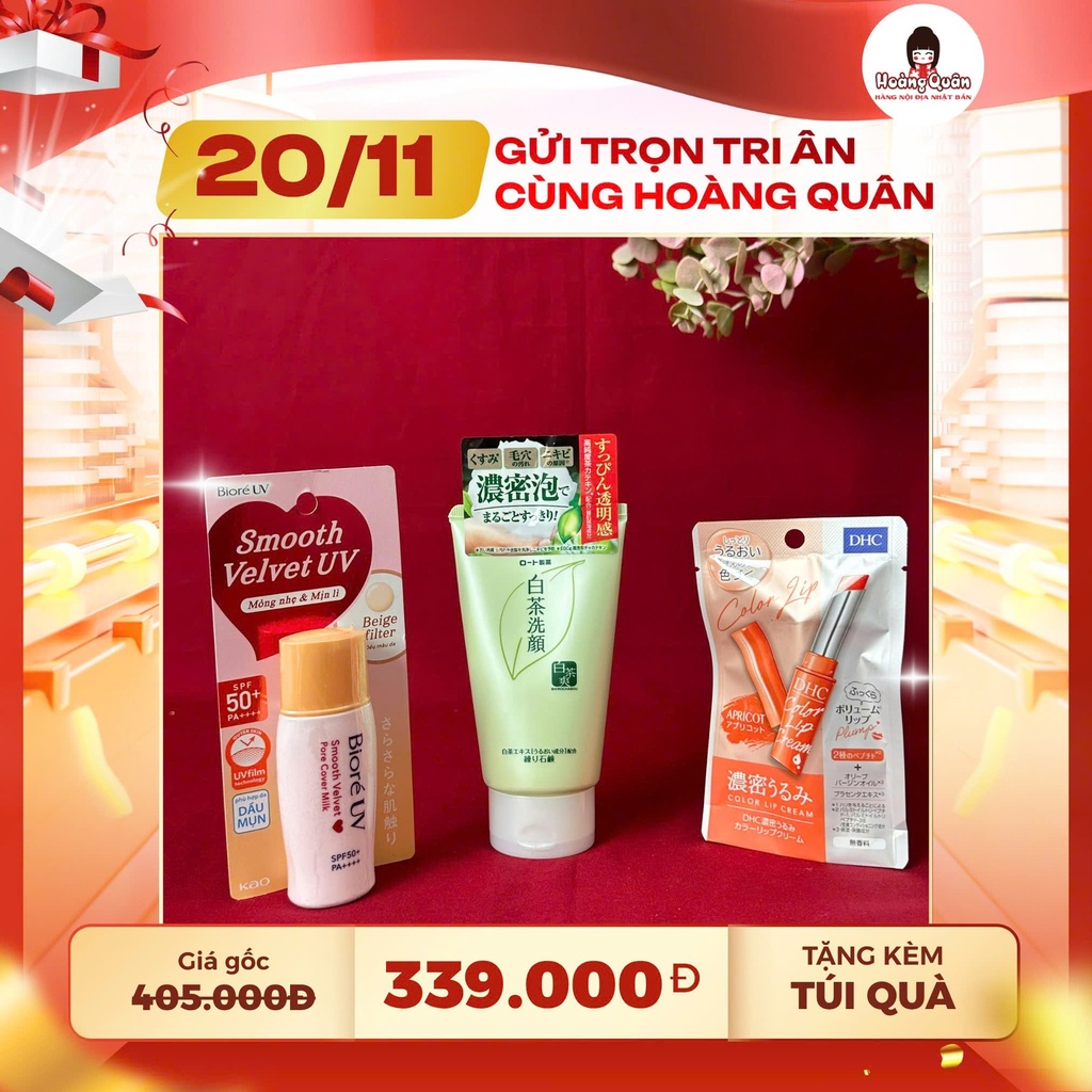 Combo 27 - SRM Trà Xanh + KCN Biore + Son Dưỡng DHC