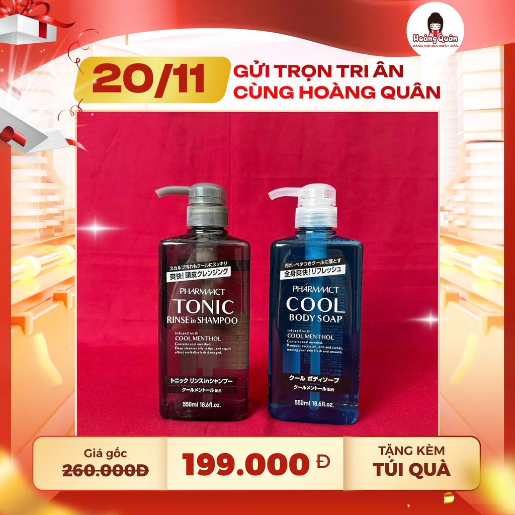 Combo 8 - Dầu Gội Tonic + Sữa Tắm Cool Pharmaact