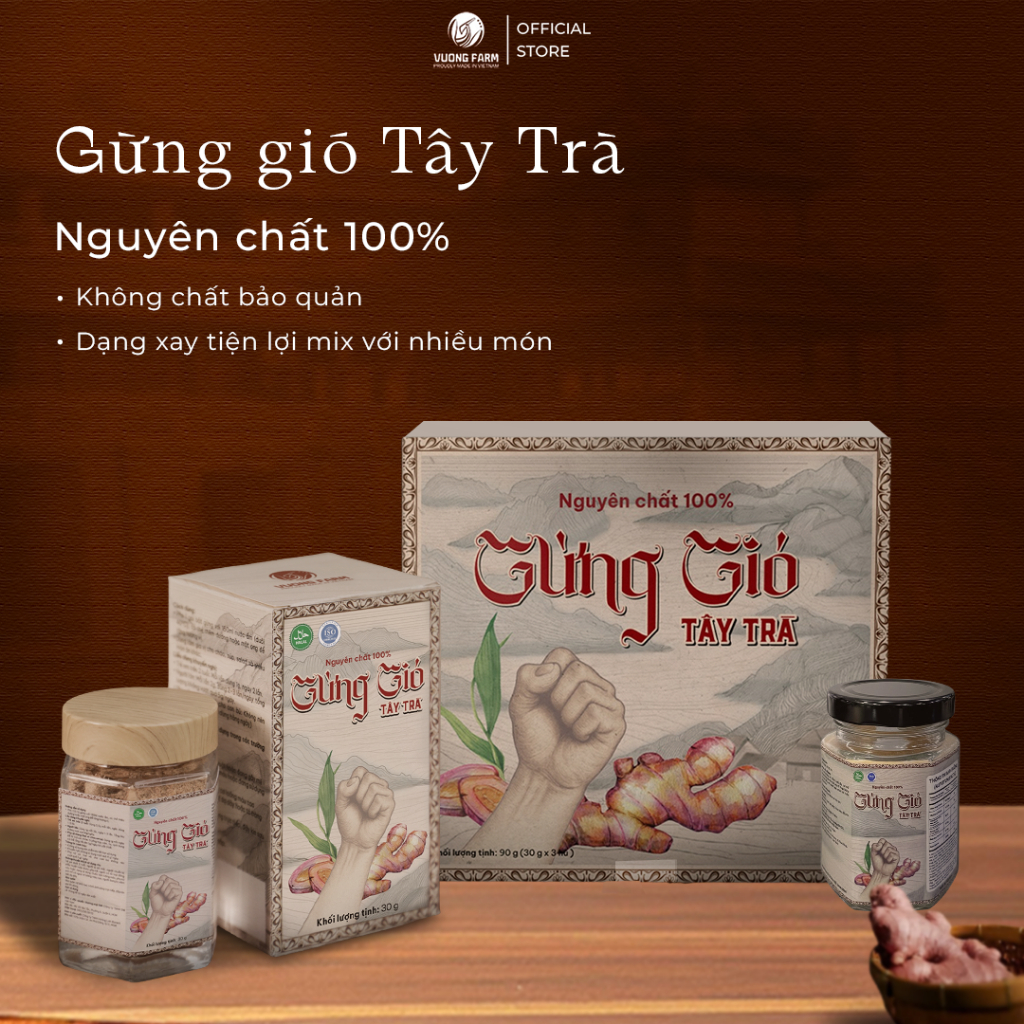 Bột Gừng Gió Tây Trà Vương Farm (30gram x 3 hộp)